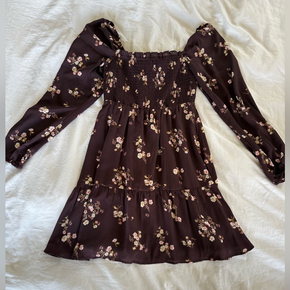 Abercrombie & Fitch Dark Floral Ruffle Dress